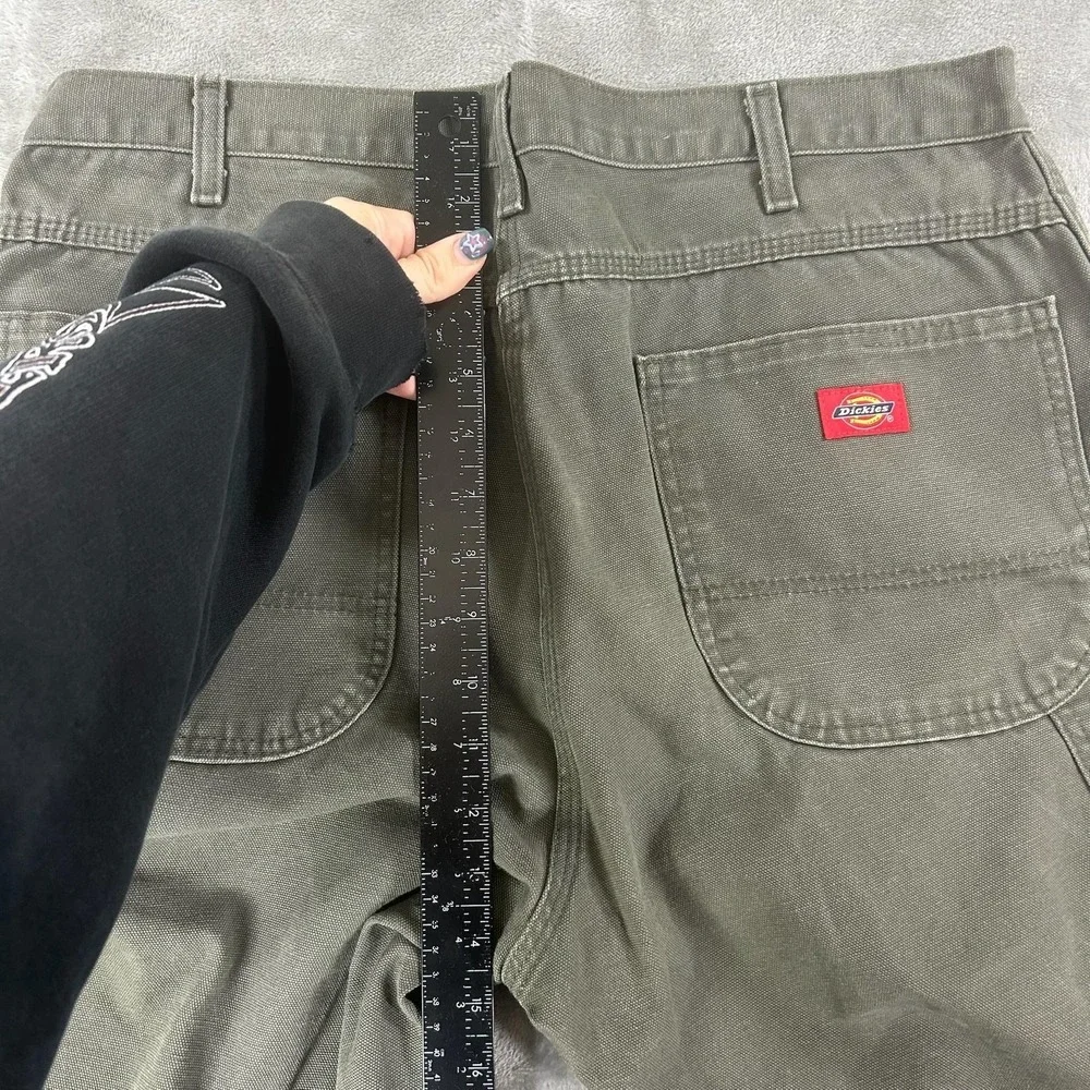 VTG Dickies Carpenter Pants Mens 36x30 Green Canvas Relaxed Fit Workwear Utility